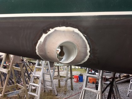 1999 Beneteau 38 Oceanis Bow Thruster Tube Install - 33